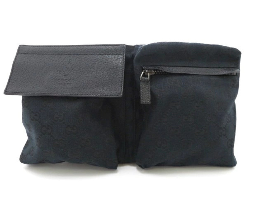 Gucci GG Waist Bag Canvas Leather Black